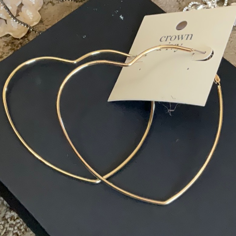Gold Heart-Shaped Hoop Earrings